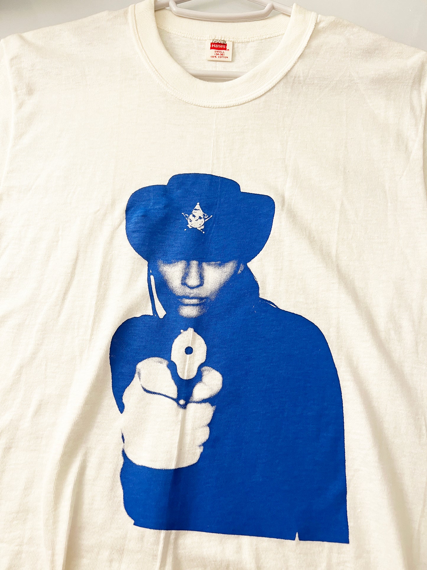 PURPOSEeditions BLUE SHERIFF ON VINTAGE single stitch HANES T