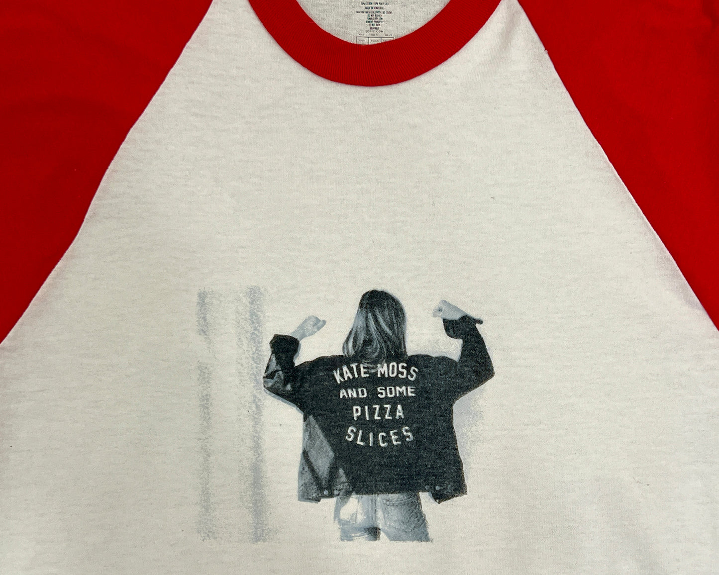 KATE MOSS AND SOME PIZZA SLICES vintage soffe shirt repurposed/ SCREENPRINT BY PURPOSE