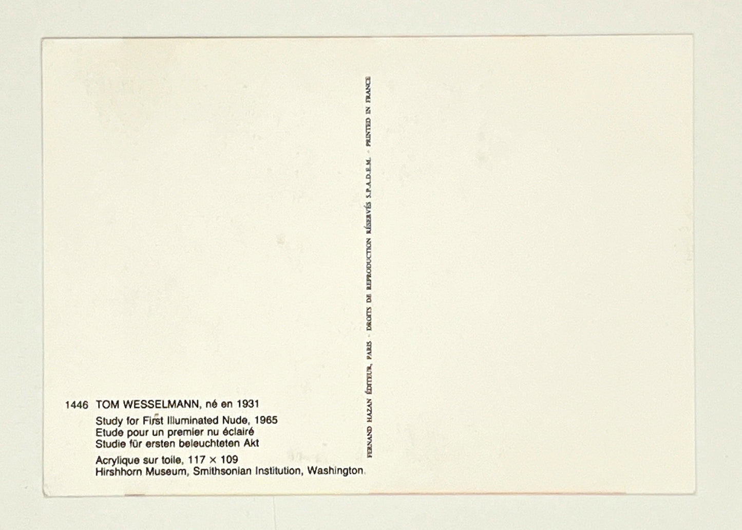 TOM WESSELMANN study for first illuminated nude postcard