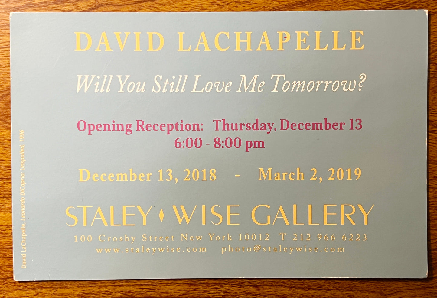 DAVID LACHAPELLE ANNOUNCEMENT CARD